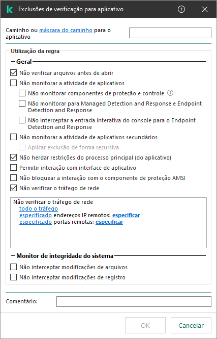 Uma janela com campo para inserir o caminho para o arquivo ou pasta. Máscaras podem ser usadas.