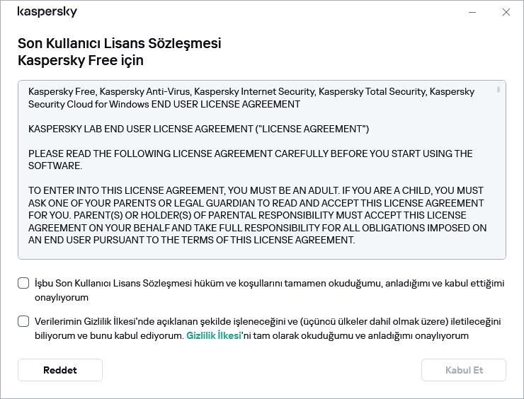 GDPR lisans sözleşmesi kabul penceresi