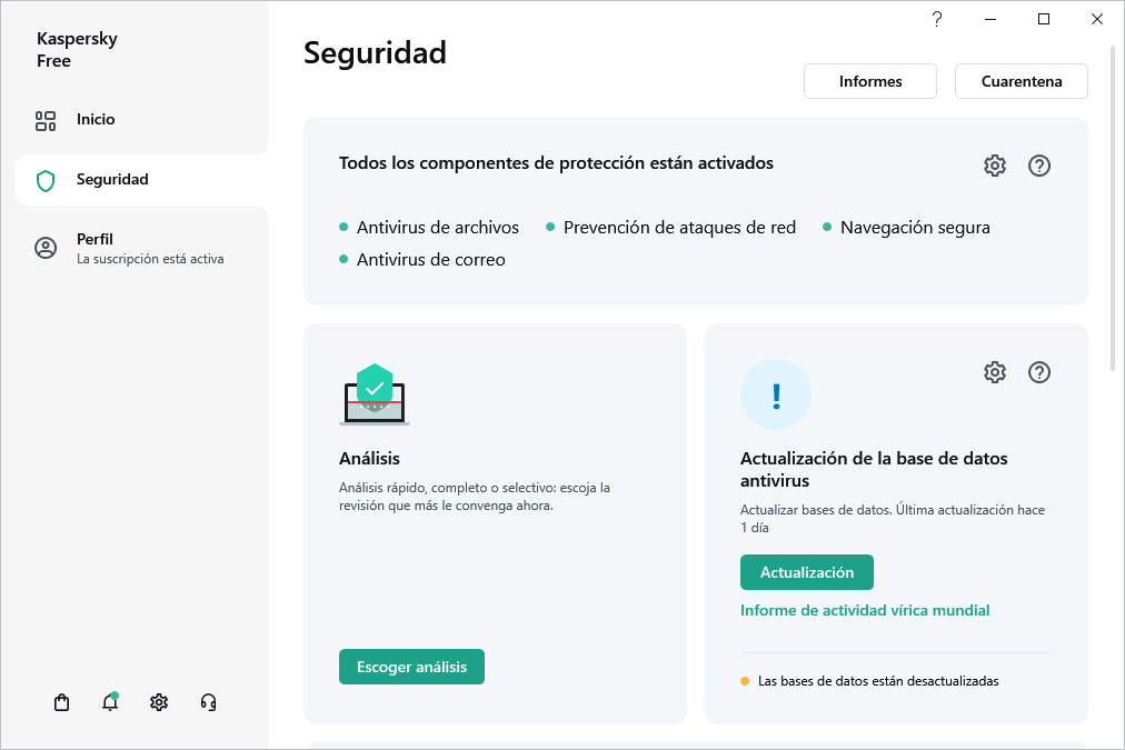 Actualización de la base de datos antivirus
