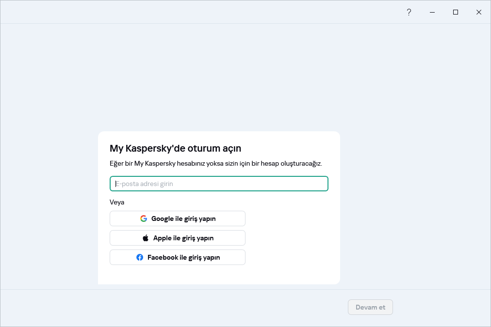 Aboneliğinizi geri yüklemek için My Kaspersky'de oturum açabileceğiniz adım