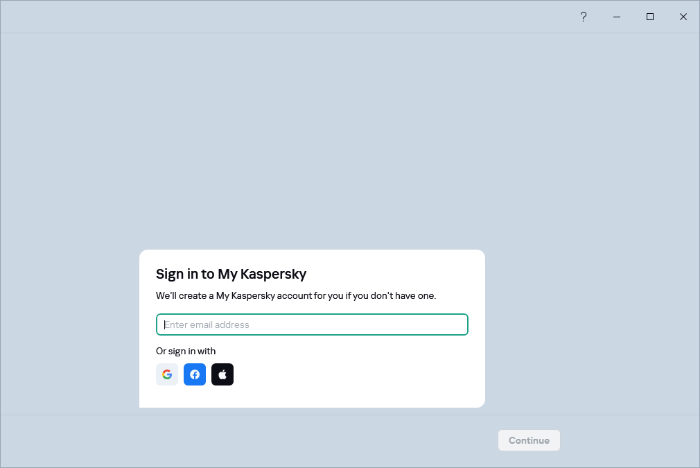 Step where you can sign in to My Kaspersky to restore your subscription
