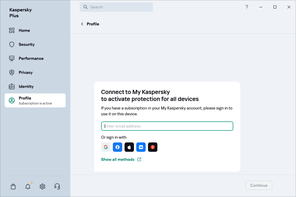 Step where you can connect to My Kaspersky
