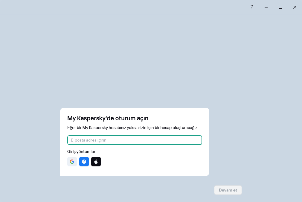 Aboneliğinizi geri yüklemek için My Kaspersky'de oturum açabileceğiniz adım