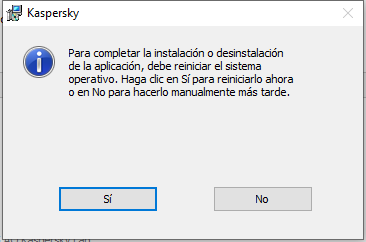 Ventana que le pregunta si desea reiniciar el equipo