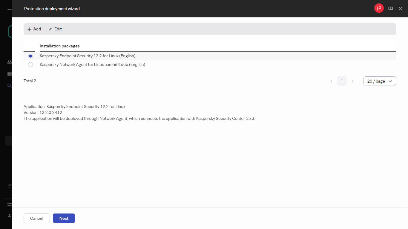 Selecting the installation package.